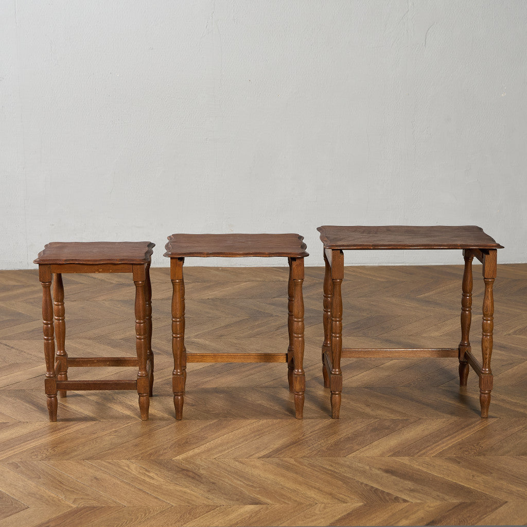 英国 クラシック オーク材 ネストテーブル サイドテーブル