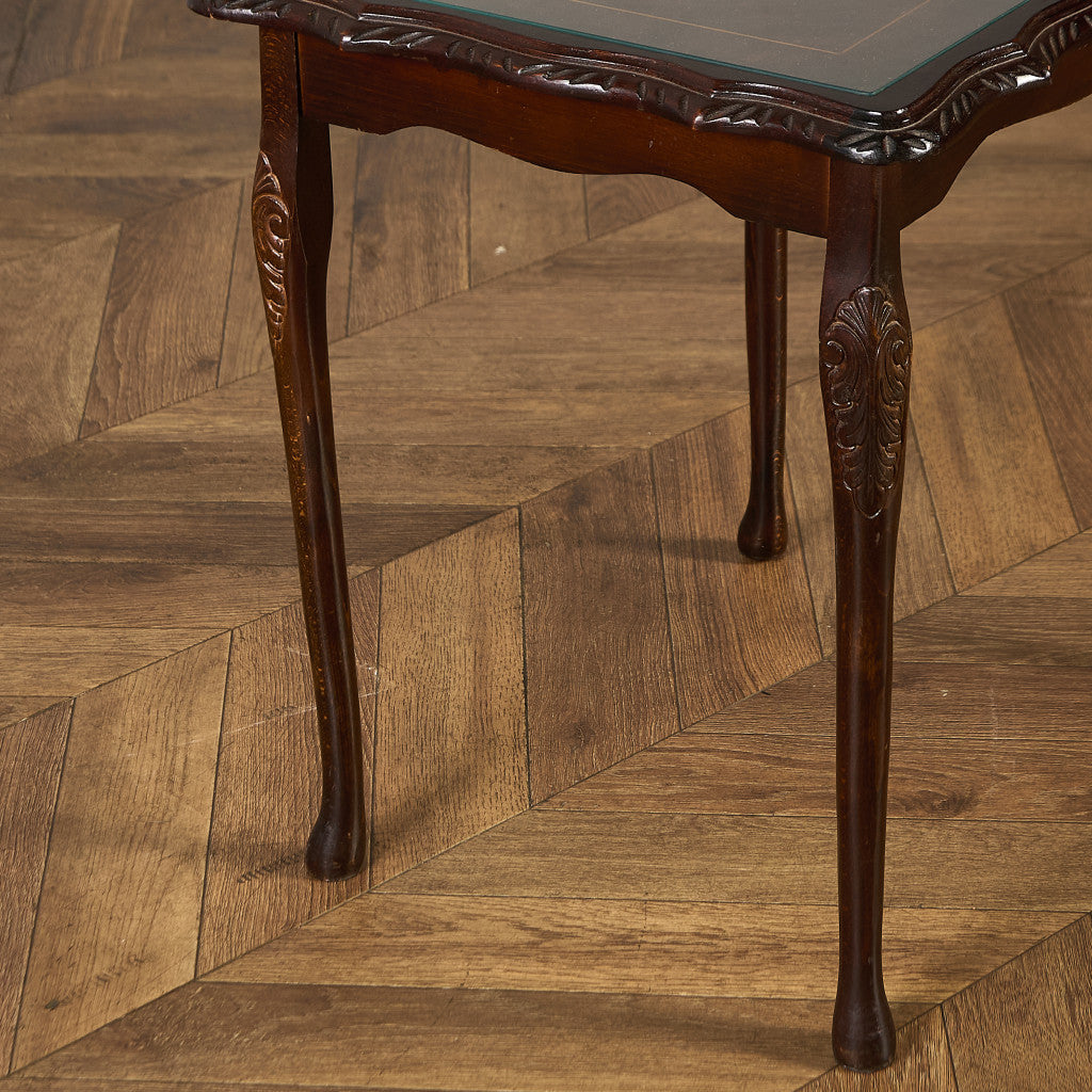 英国 クラシック ガラストップ ネストテーブル