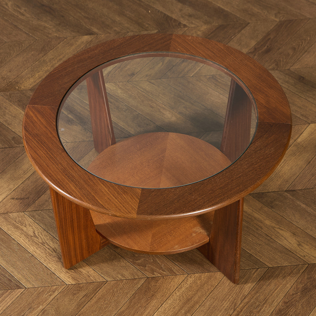 英国 ヴィンテージ ガラストップ コーヒーテーブル