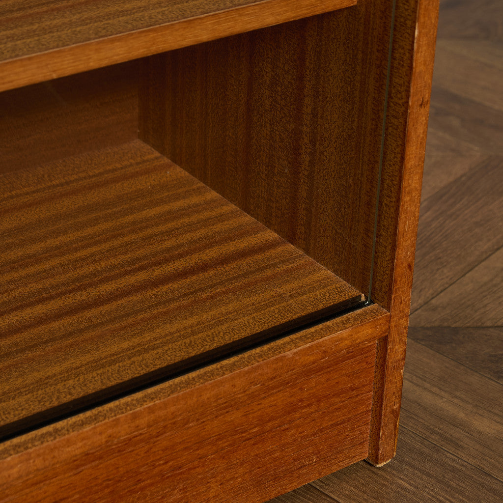 英国 ヴィンテージ ナロー ガラス ブックケース 食器棚