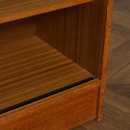 英国 ヴィンテージ ナロー ガラス ブックケース 食器棚