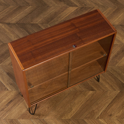 ヴィンテージ ガラス ブックケース カスタム アイアンヘアピンレッグ