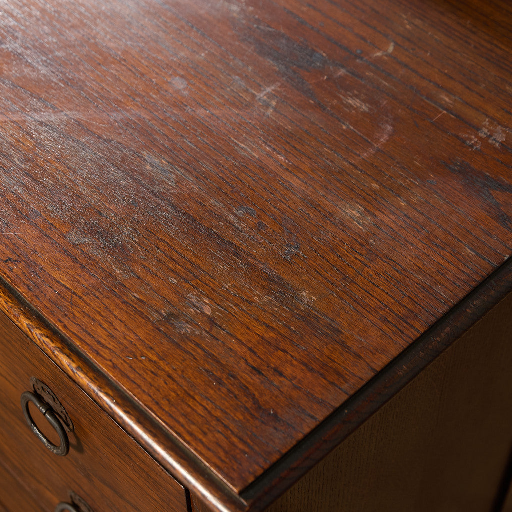 英国 クラシック オーク材 3段チェスト