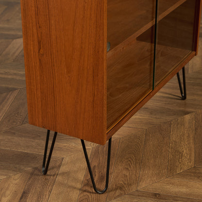 ヴィンテージ ガラス ブックケース カスタム アイアンヘアピンレッグ