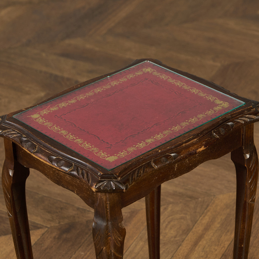 英国 クラシック ガラストップ ネストテーブル