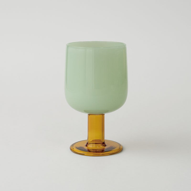 TWO TONE WINE GLASS / Green×Amber