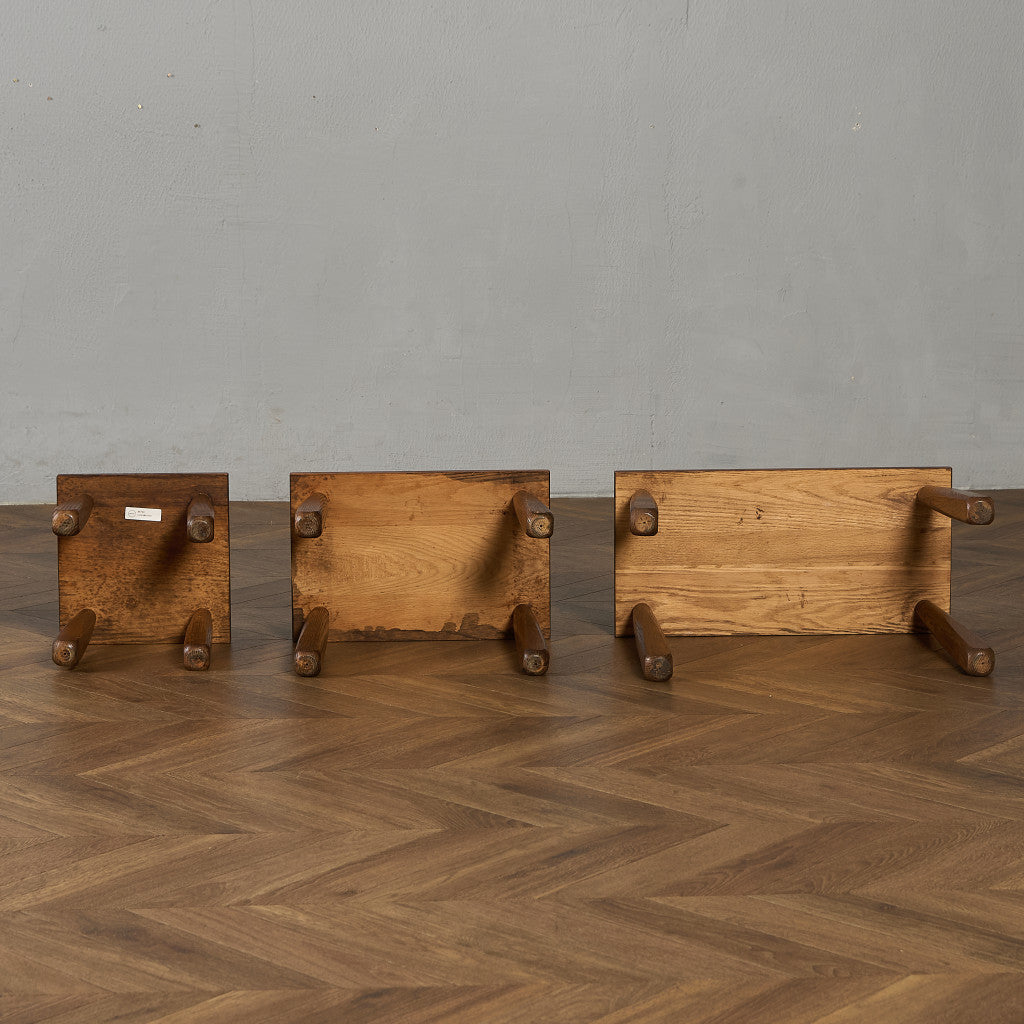 オランダ製 オーク無垢材 ネストテーブル