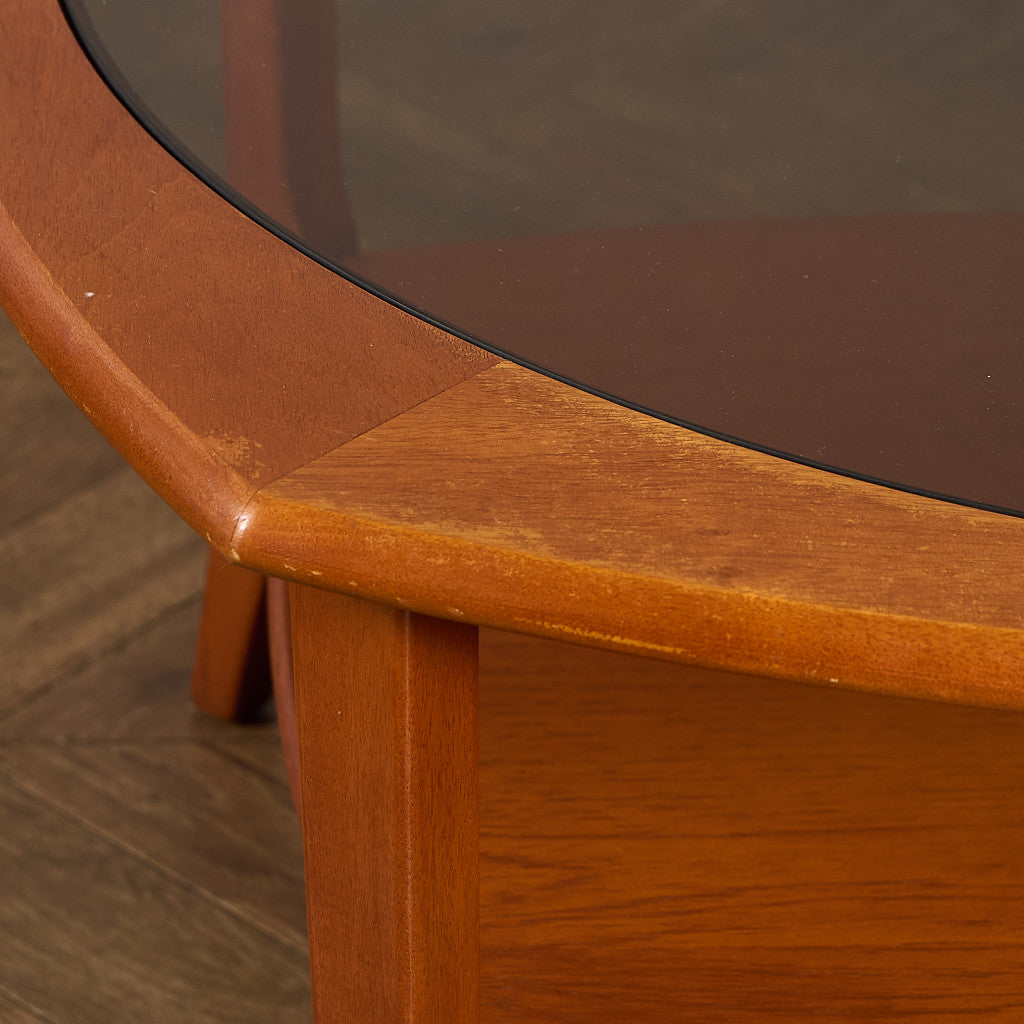 英国 ヴィンテージ スモーク ガラストップ コーヒーテーブル センターテーブル