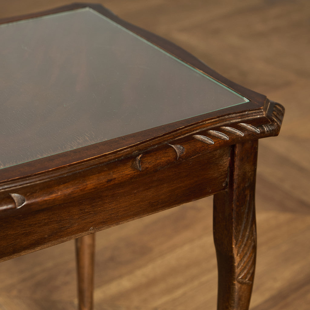 英国 クラシック ガラストップ ネストテーブル