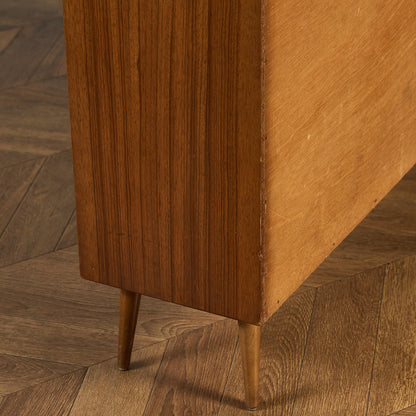 英国 ヴィンテージ ナロー ガラス ブックケース 食器棚