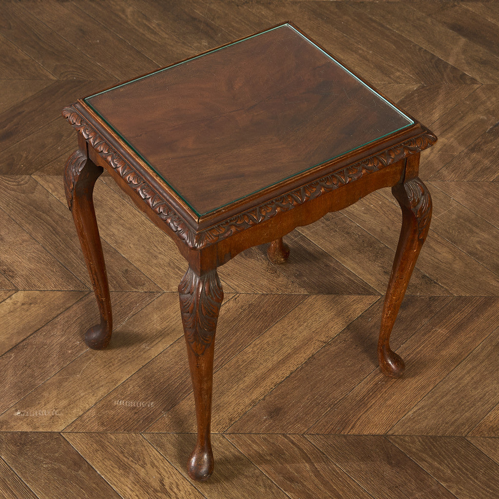 英国 クラシック ガラストップ ネストテーブル