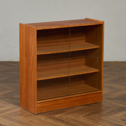 英国 ヴィンテージ ナロー ガラス ブックケース 食器棚