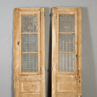 英国 アンティーク 両開き 鉄格子 ウッド ドア 2点セット