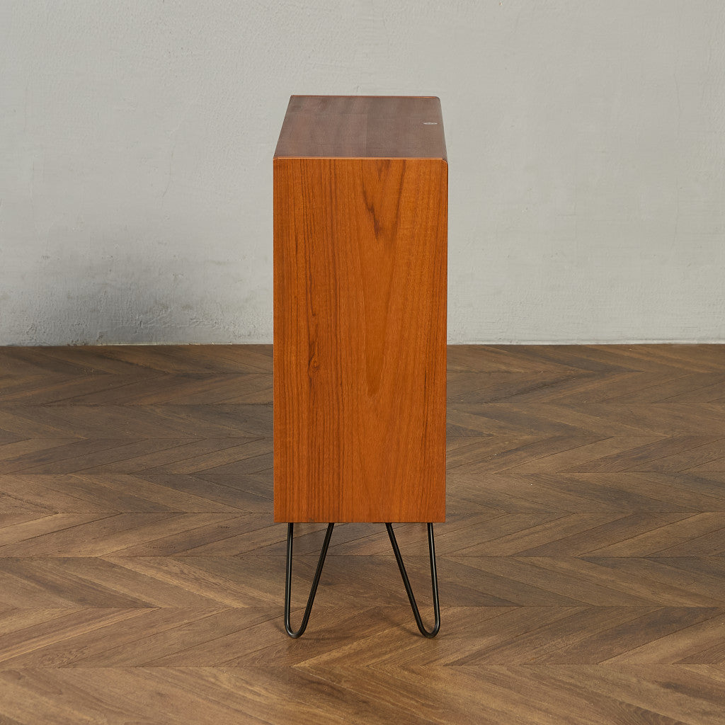 ヴィンテージ ガラス ブックケース カスタム アイアンヘアピンレッグ