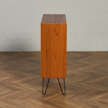 ヴィンテージ ガラス ブックケース カスタム アイアンヘアピンレッグ