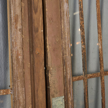 英国 アンティーク 両開き 鉄格子 ウッド ドア 2点セット