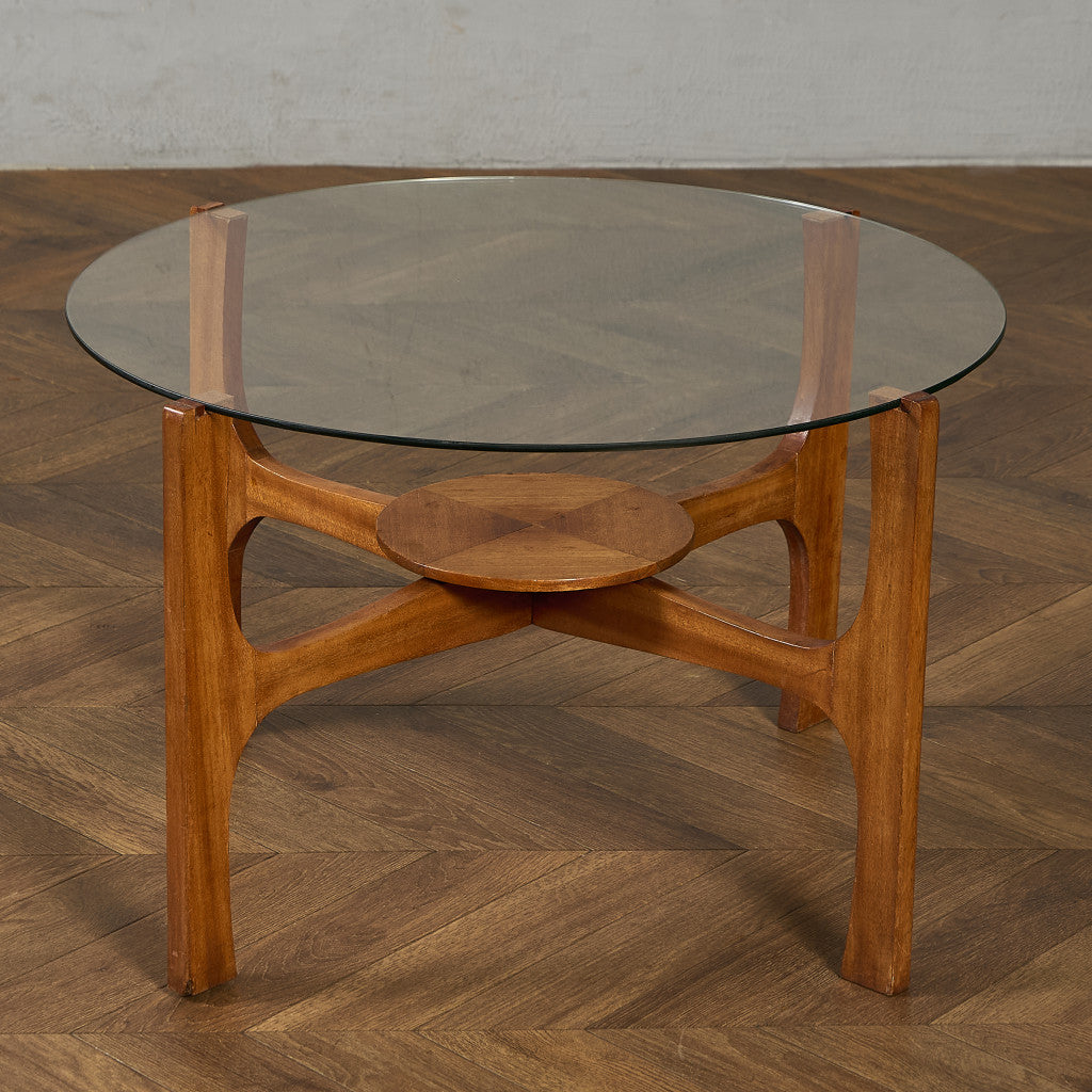 英国 ヴィンテージ ガラストップ コーヒーテーブル #96694 – camori