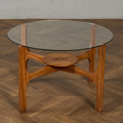 英国 ヴィンテージ ガラストップ コーヒーテーブル