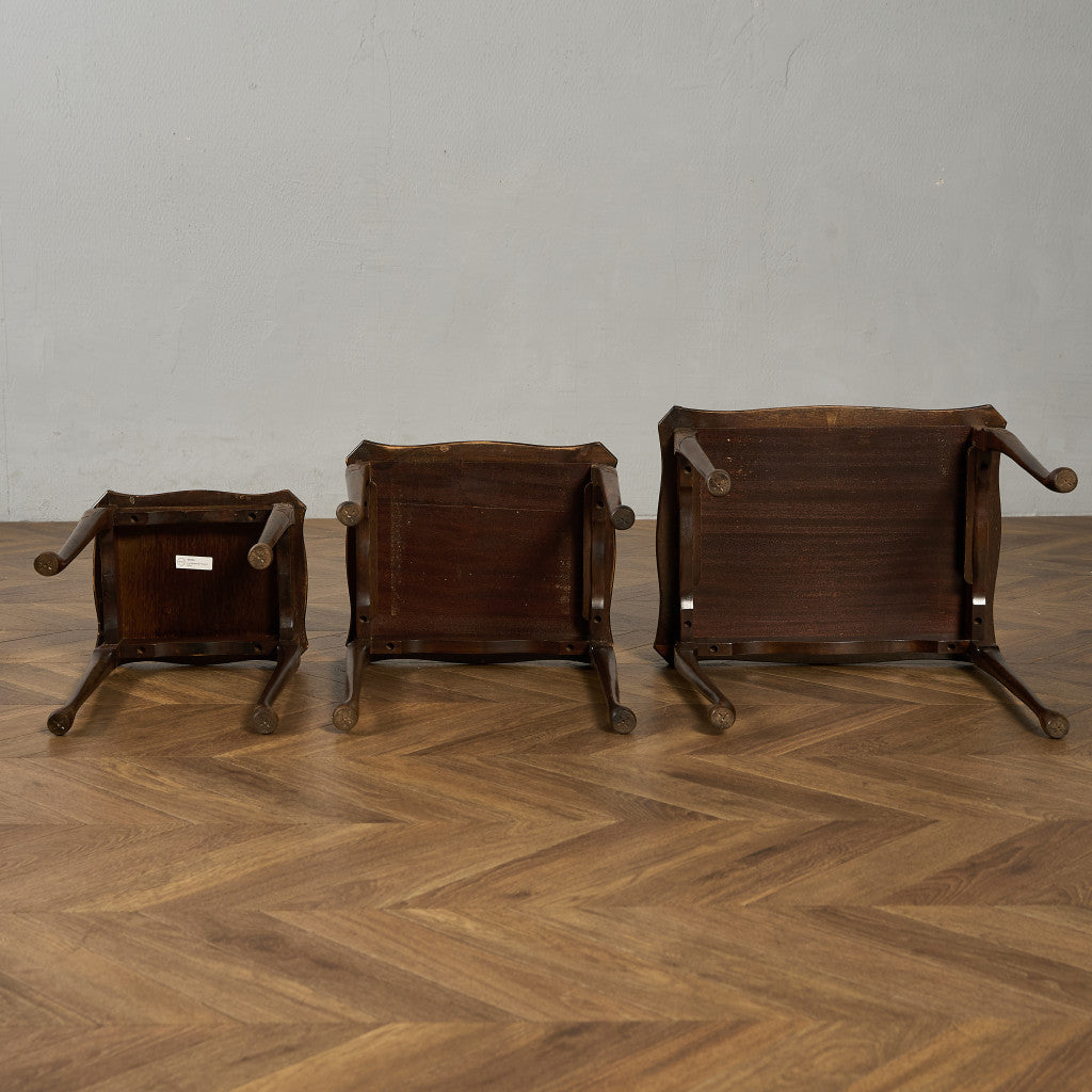 英国 クラシック ガラストップ ネストテーブル