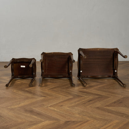 英国 クラシック ガラストップ ネストテーブル