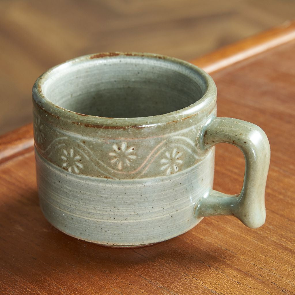 FLOWER STAMP CUP&SAUCER / WHITE