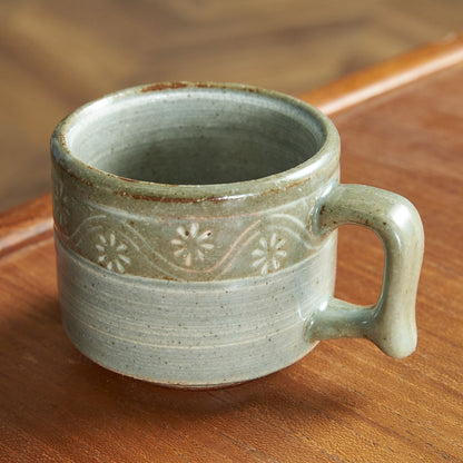 FLOWER STAMP CUP&SAUCER / WHITE