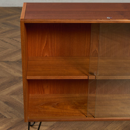 ヴィンテージ ガラス ブックケース カスタム アイアンヘアピンレッグ