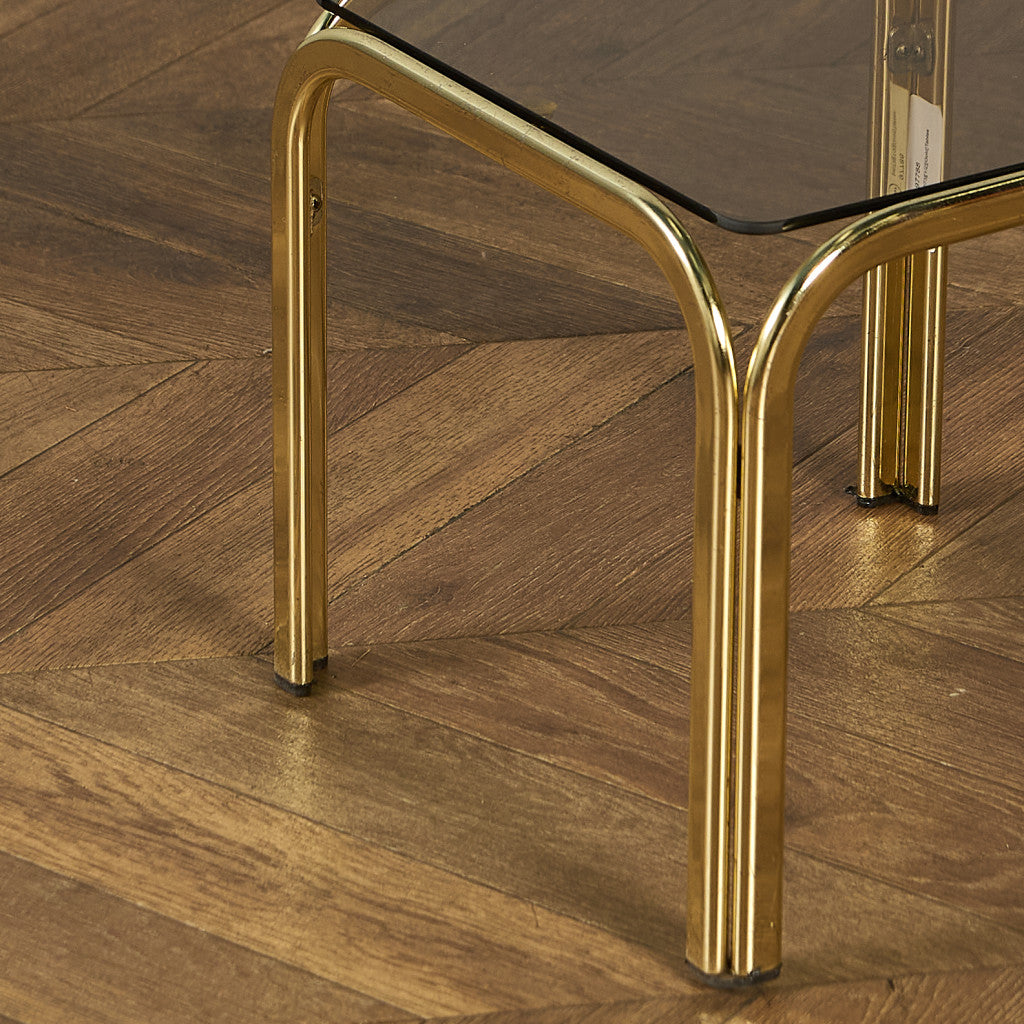 イギリス ヴィンテージ スモーク ガラストップ ネストテーブル #97788