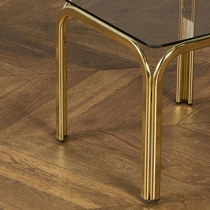 イギリス ヴィンテージ スモーク ガラストップ ネストテーブル #97788