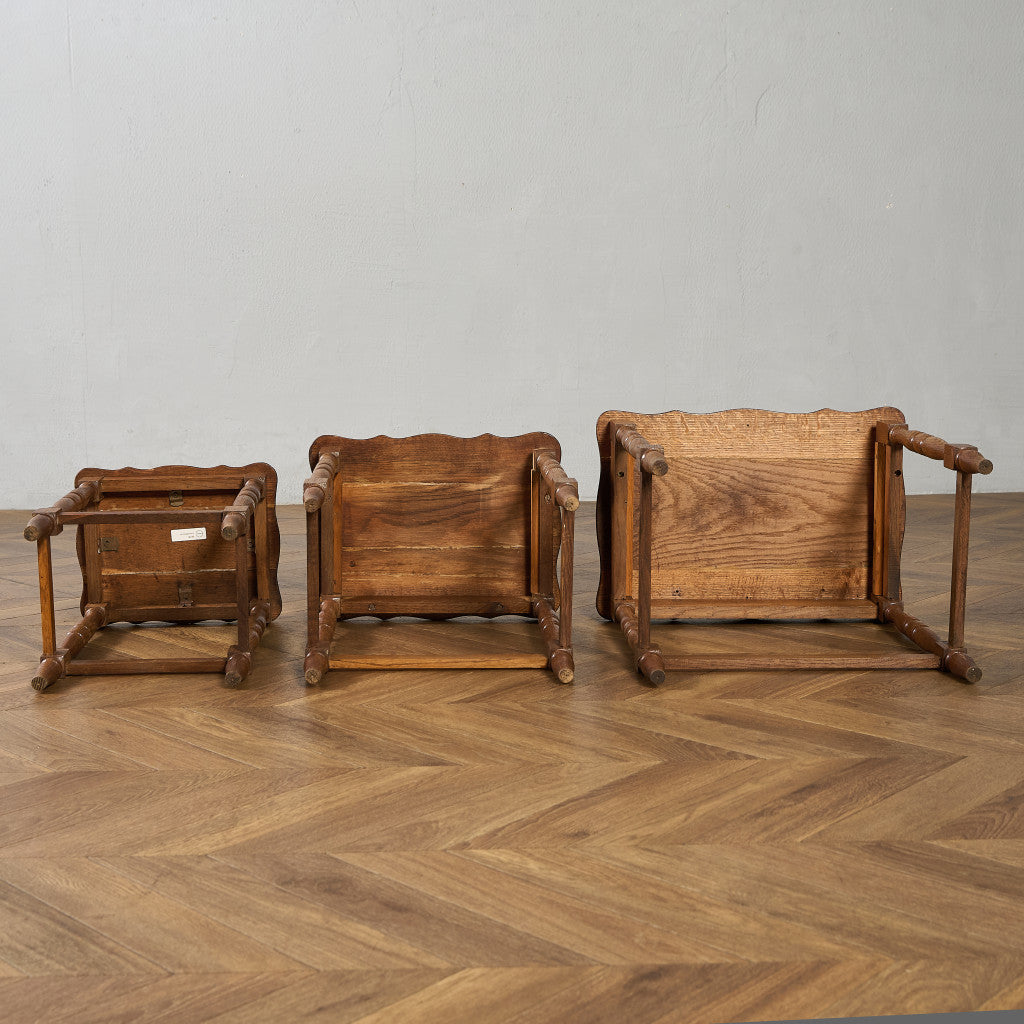 英国 クラシック オーク材 ネストテーブル サイドテーブル