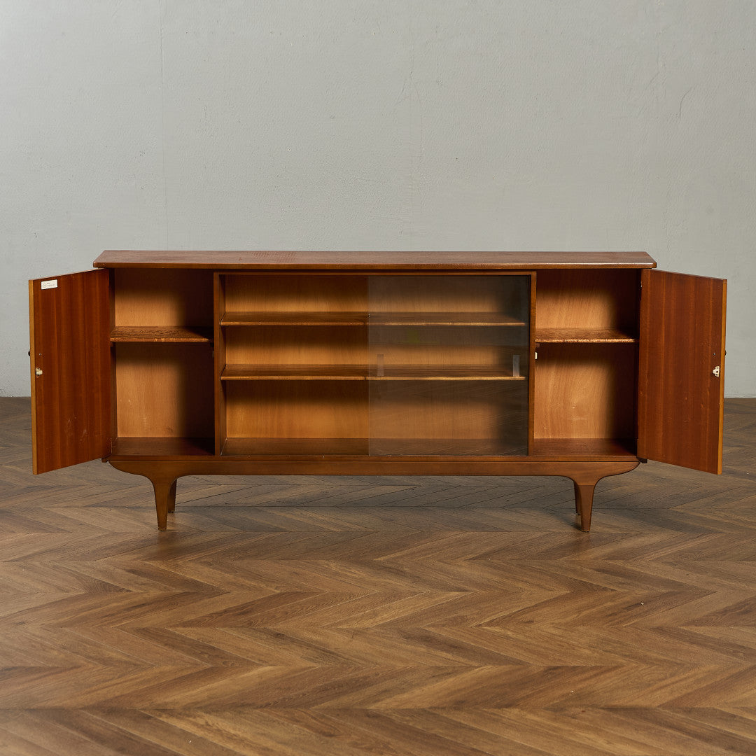 英国 ヴィンテージ ナロー ガラス ブックケース