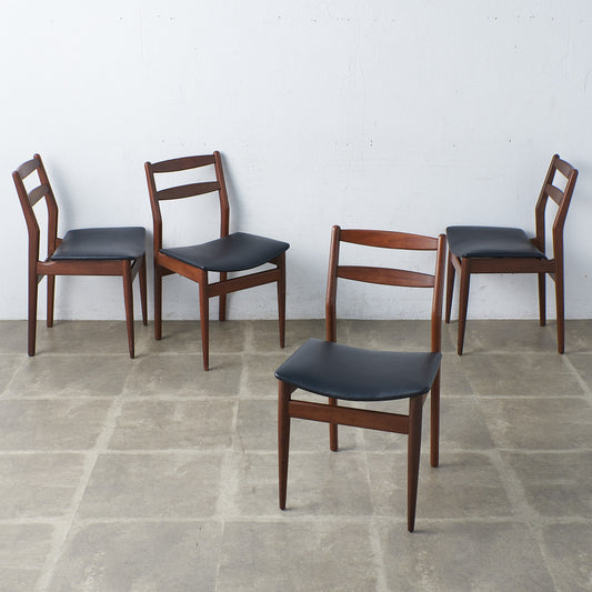 英国ヴィンテージ ダイニングチェア 4脚セット / 張替済