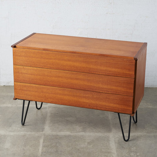 ポルトガル製 ヴィンテージ 3段チェスト / カスタム アイアンヘアピンレッグ